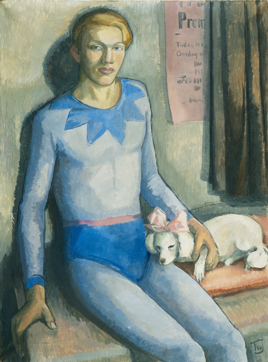 Köpeğiyle Bir Harlequin (tuval üzerine yağlı boya) by Frederick Wilhelm Jacobsen