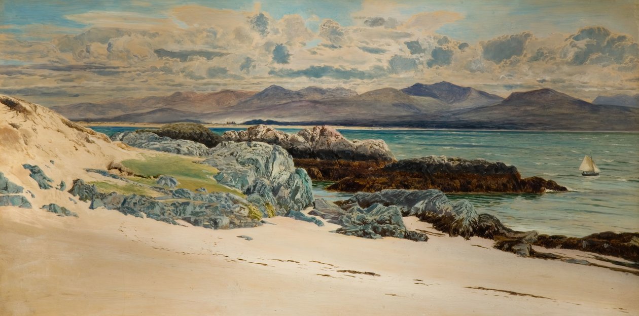 Llanddwyn Adasından Snowdon ve Caernarvon, 1917. by Frederick William Hayes