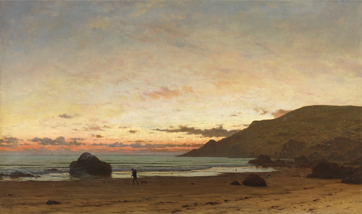Bir adam ve bir köpekle sahil sahnesi, 1886 by Frederick William Meyer