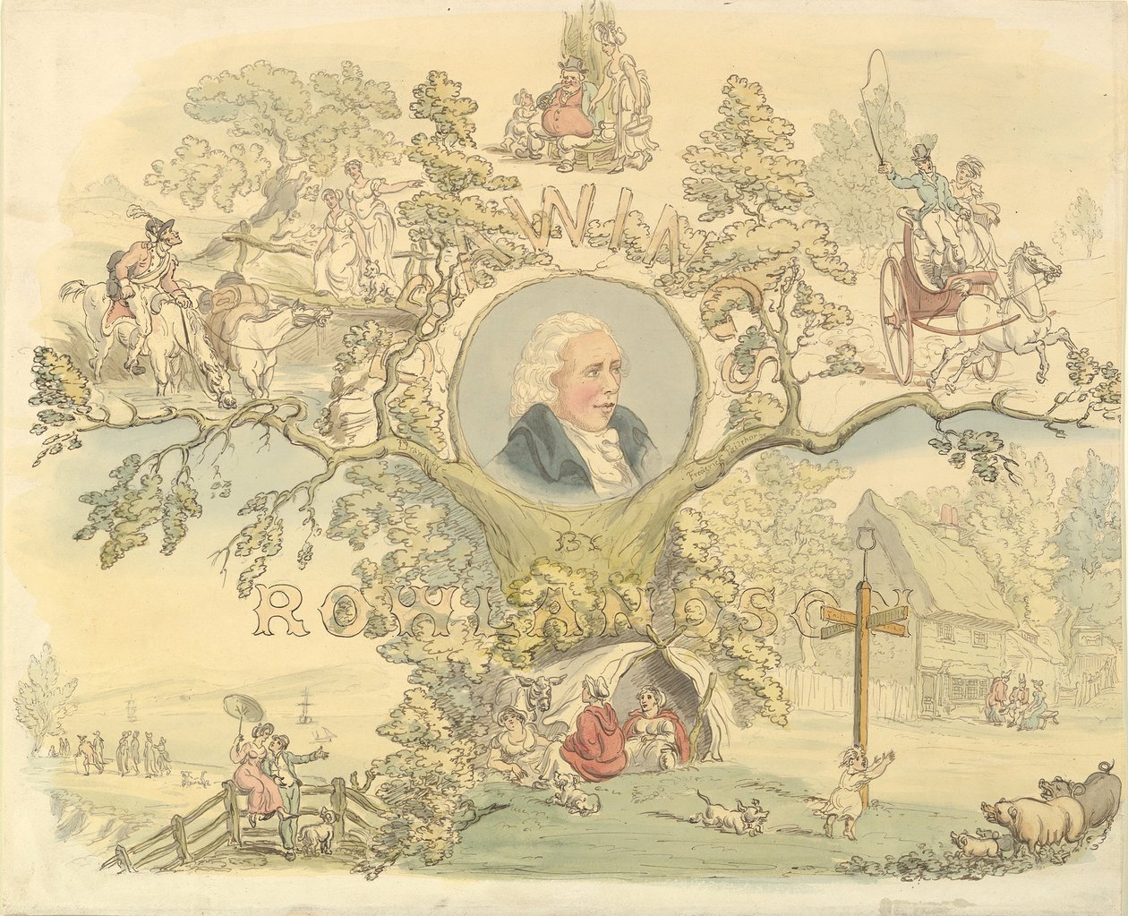Rowlandson, 1858-1914 Tarzında Bir Başlık Sayfası için Tasarım. by Frederick William Pailthorpe
