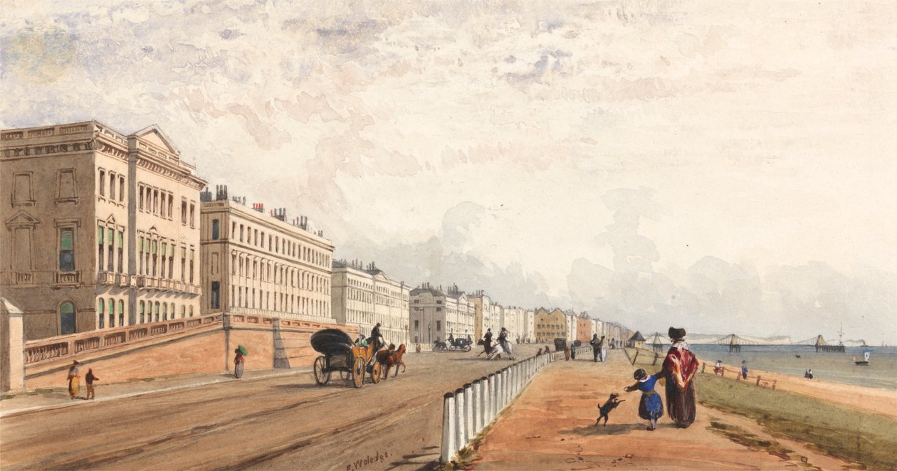 Brighton: uzaktan görülen ön ve zincir iskele by Frederick William Woledge