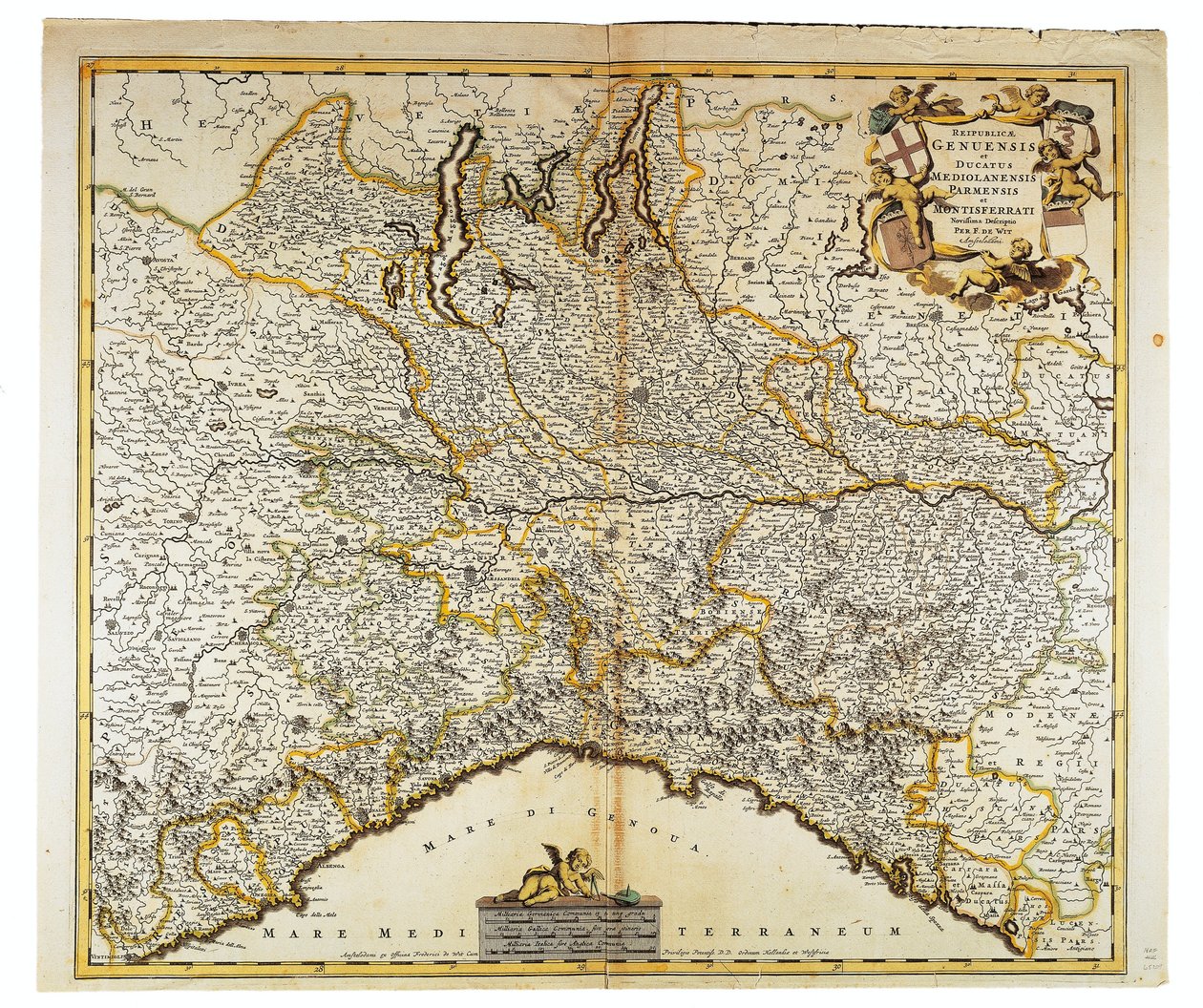 Cenova Cumhuriyeti, Milano Dükalığı, Parma ve Monferrato, Frederik de Wit, Amsterdam, Bakır gravür tarafından harita by Frederick de Wit