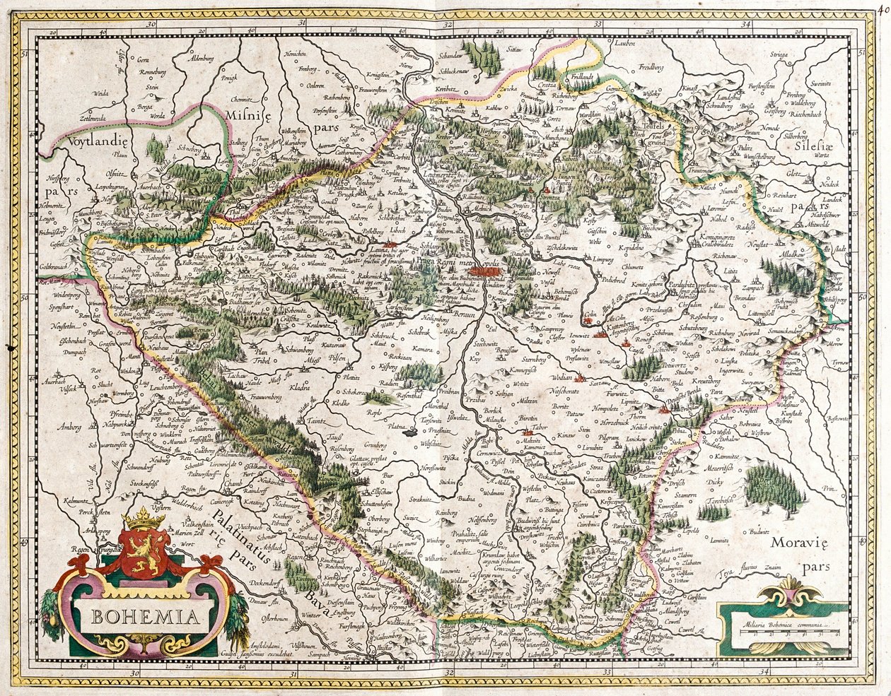 Boheme Haritası (Çek Cumhuriyeti) (gravür by Frederick de Wit