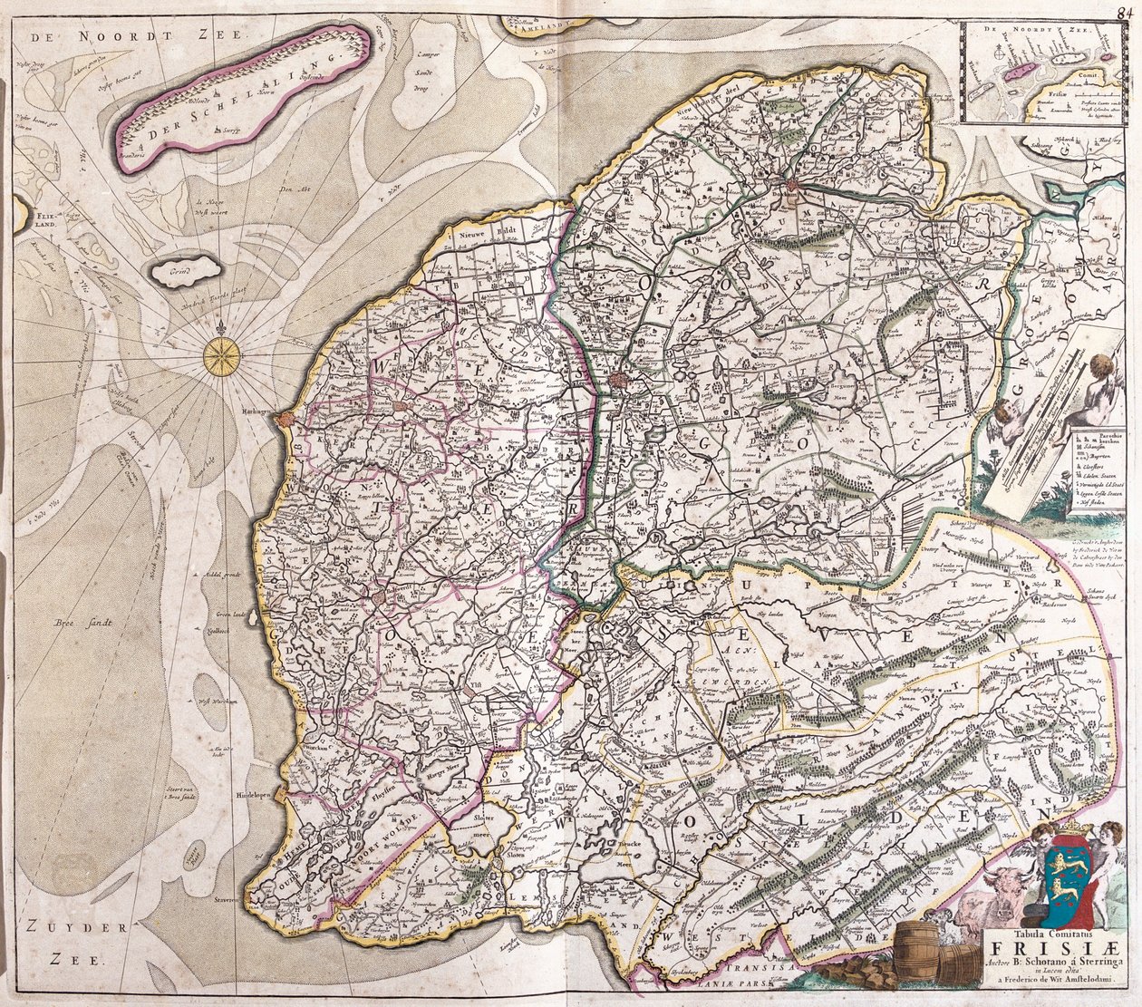 Friesland (Almanya) Haritası (gravür by Frederick de Wit