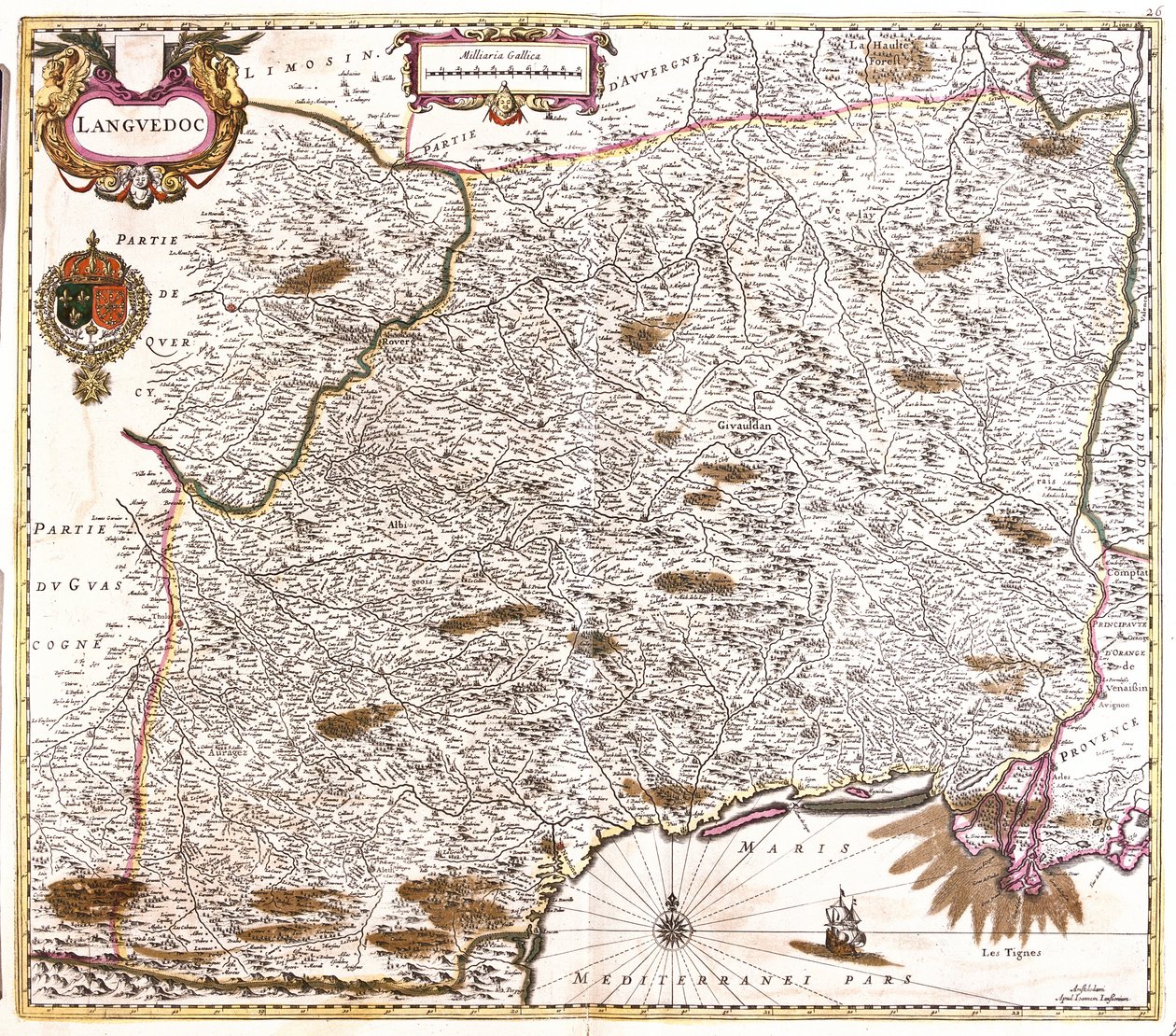 Languedoc Haritası (Fransa) (gravür by Frederick de Wit