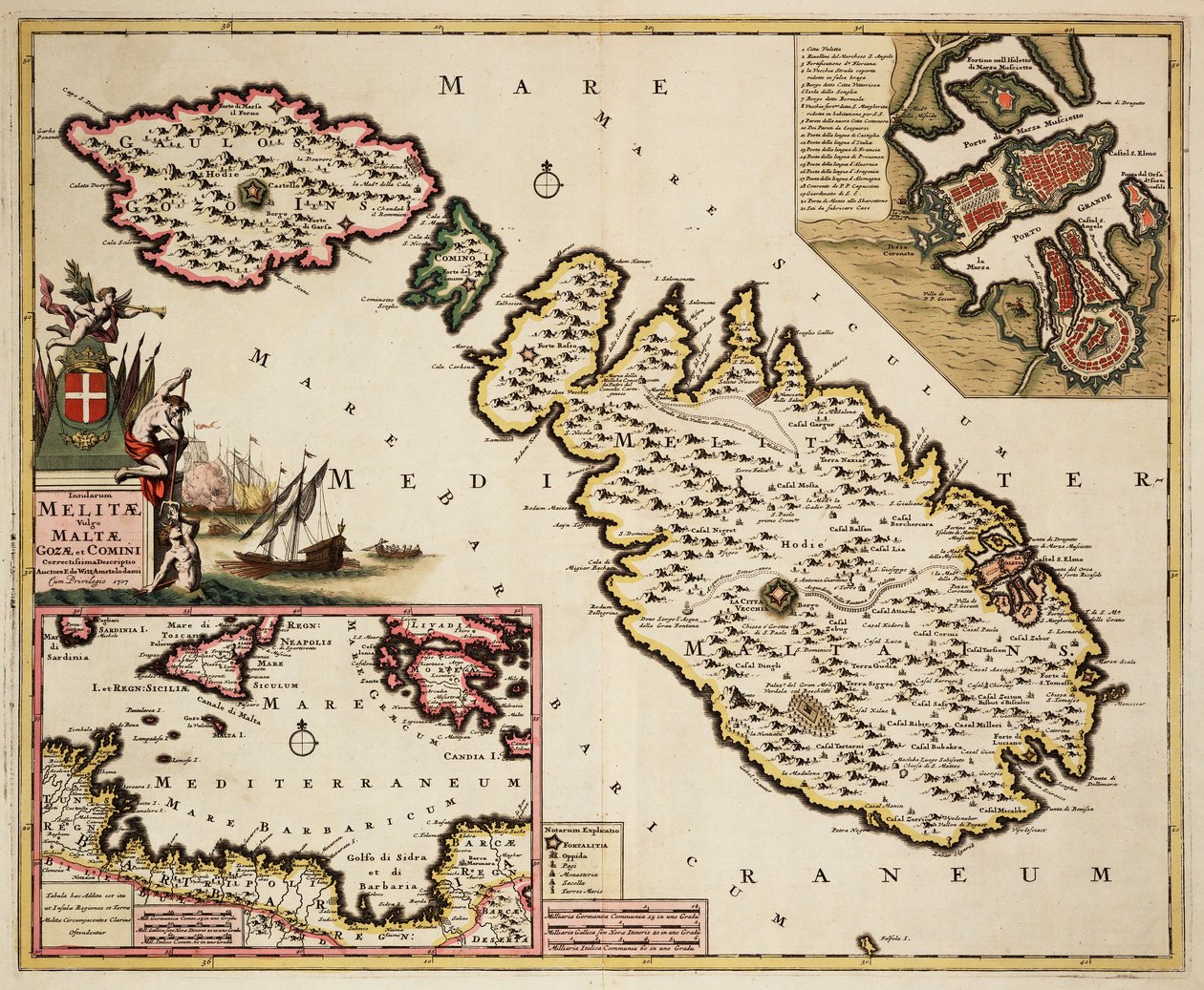 Malta, Gozo ve Comino Haritası by Frederick de Wit