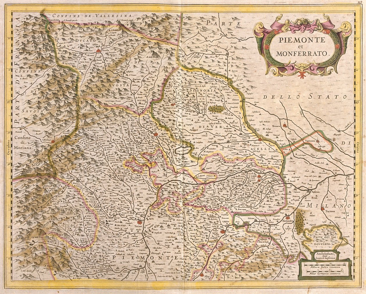 Piemont (İtalya) Haritası (gravür by Frederick de Wit