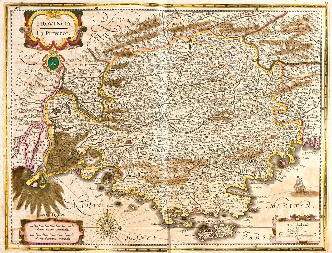 Provence Haritası (Fransa) (gravür by Frederick de Wit