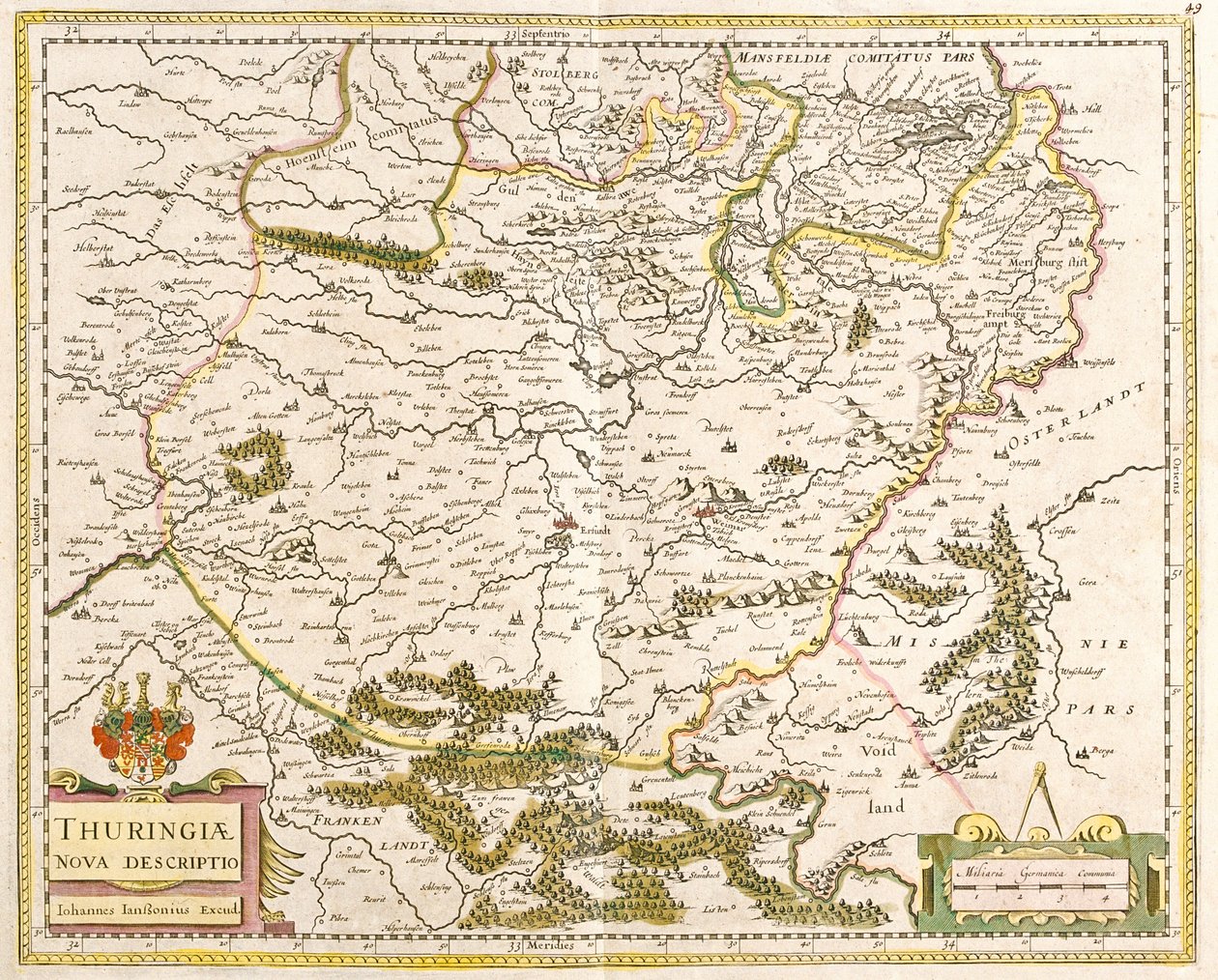 Thüringen Haritası (Almanya) (gravür by Frederick de Wit