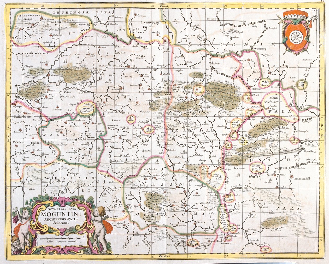 Mainz Archeveche Haritası (Almanya) (gravür by Frederick de Wit