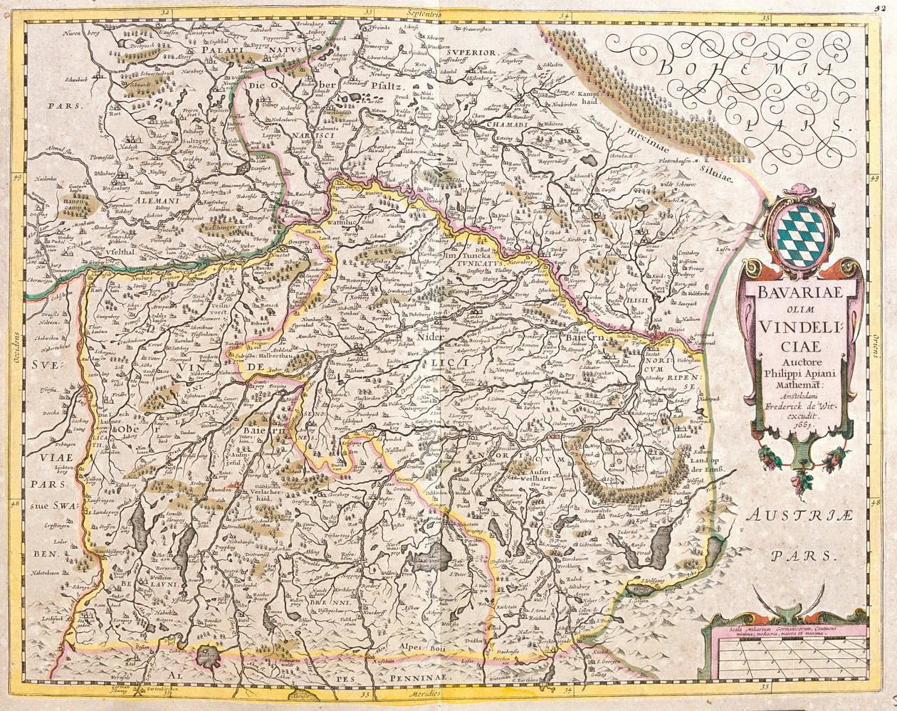 Baviere Haritası (Almanya) (gravür by Frederick de Wit