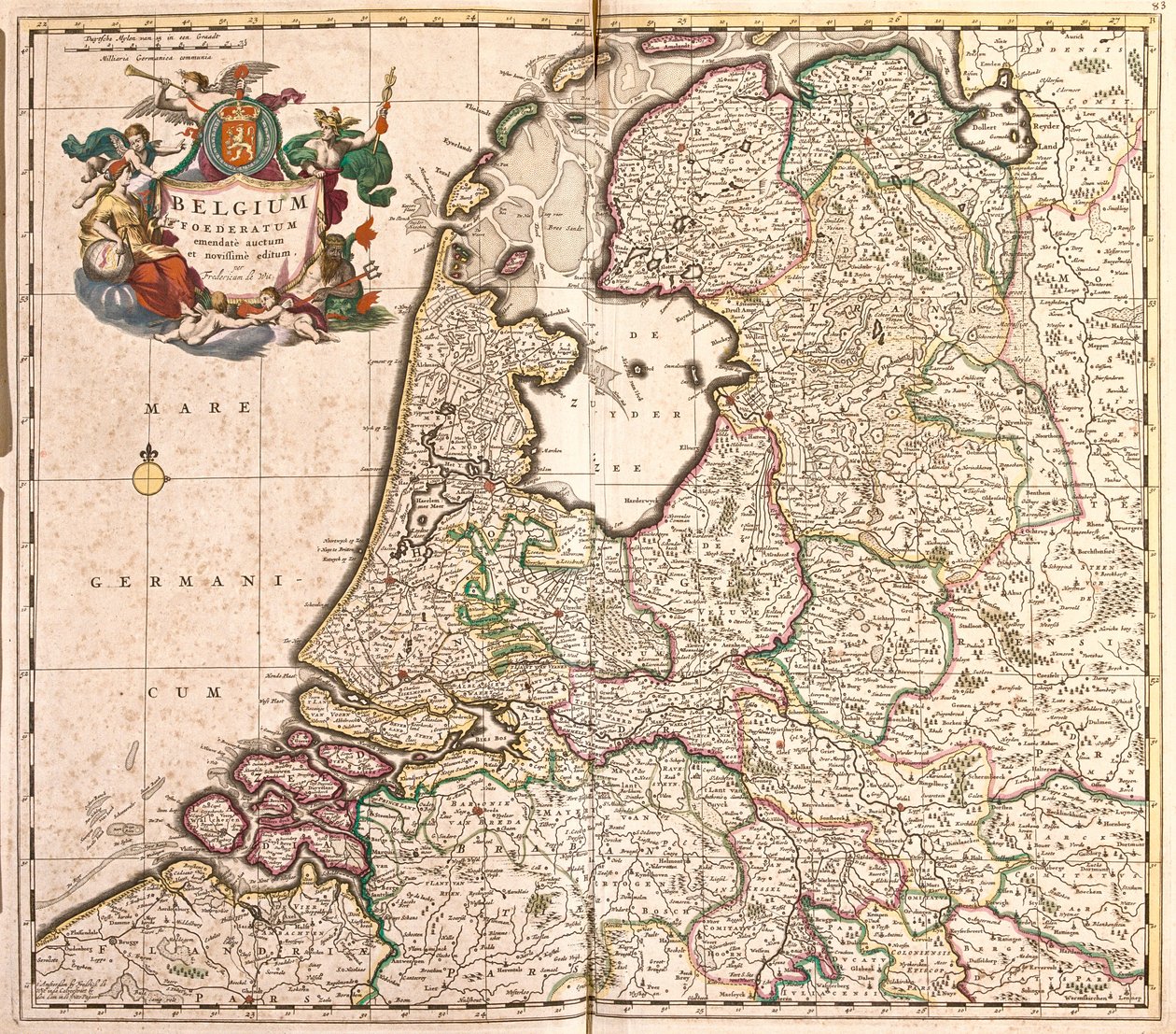 Belçika Federasyonu Haritası (Belçika) (gravür by Frederick de Wit