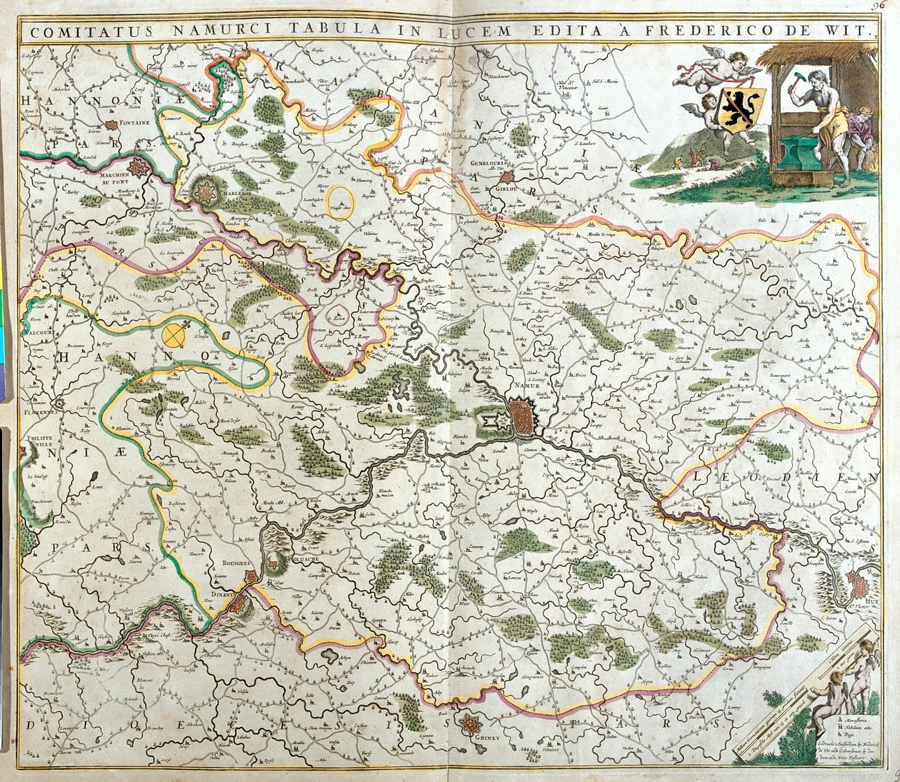 Namur Kontu Haritası (Belçika) (gravür by Frederick de Wit