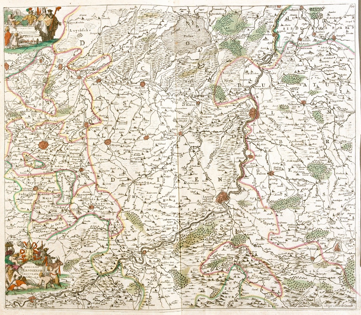 Liege Piskoposluğu Haritası (Belçika) (gravür by Frederick de Wit