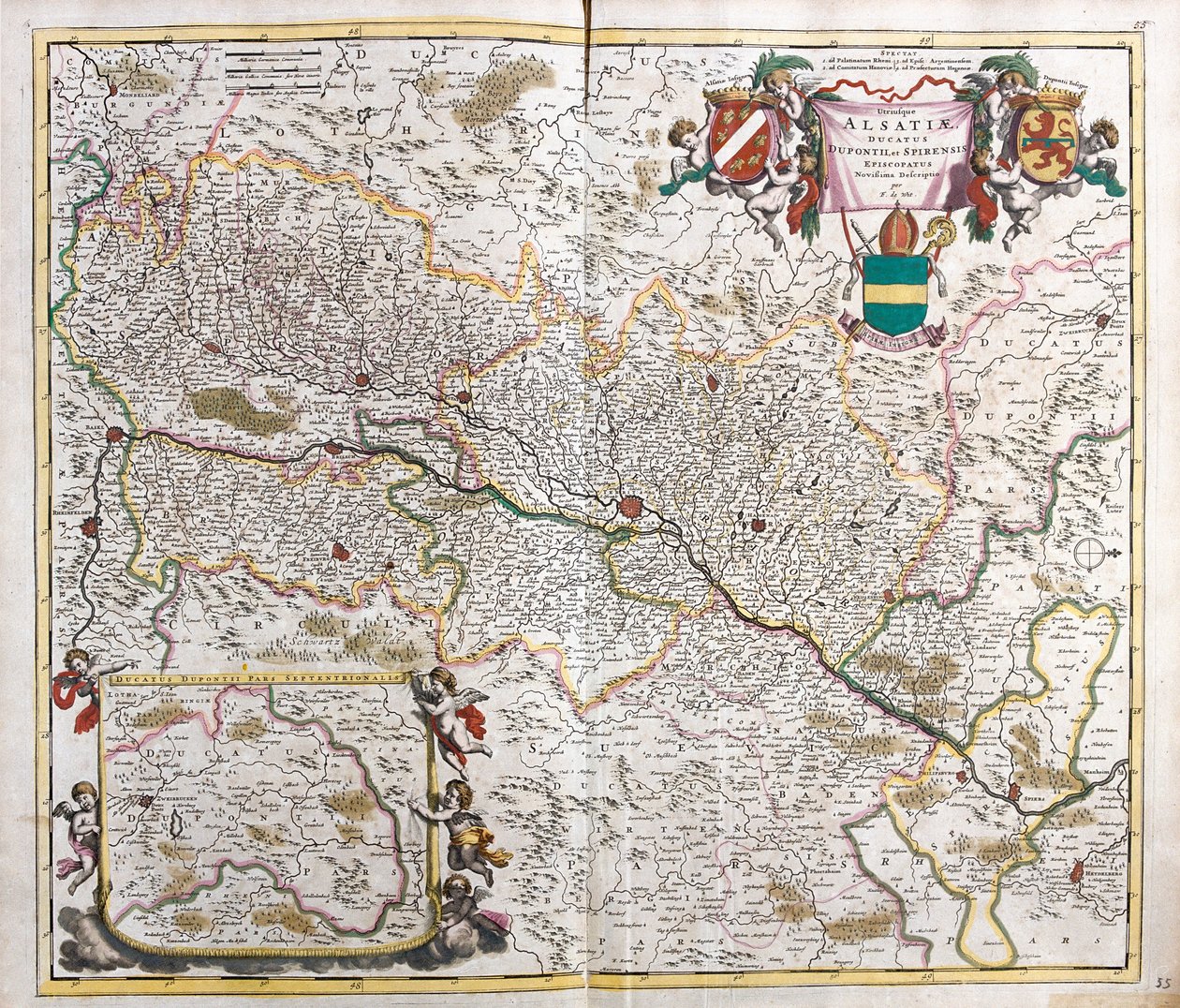 Alsace Dükalığı Haritası (Fransa) (gravür by Frederick de Wit