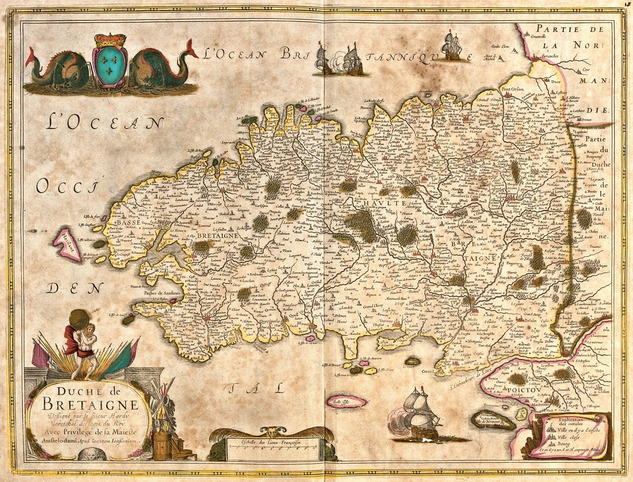 Brittany Dükalığı Haritası (Fransa) (gravür by Frederick de Wit