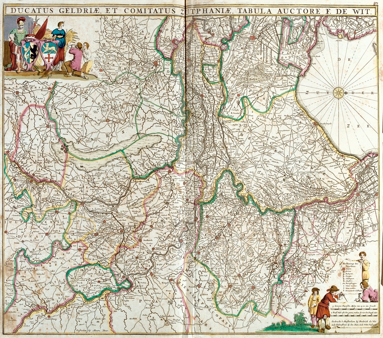Gelderland Dükalığı ve Zutphen Kontu (Almanya) Haritası (gravür by Frederick de Wit