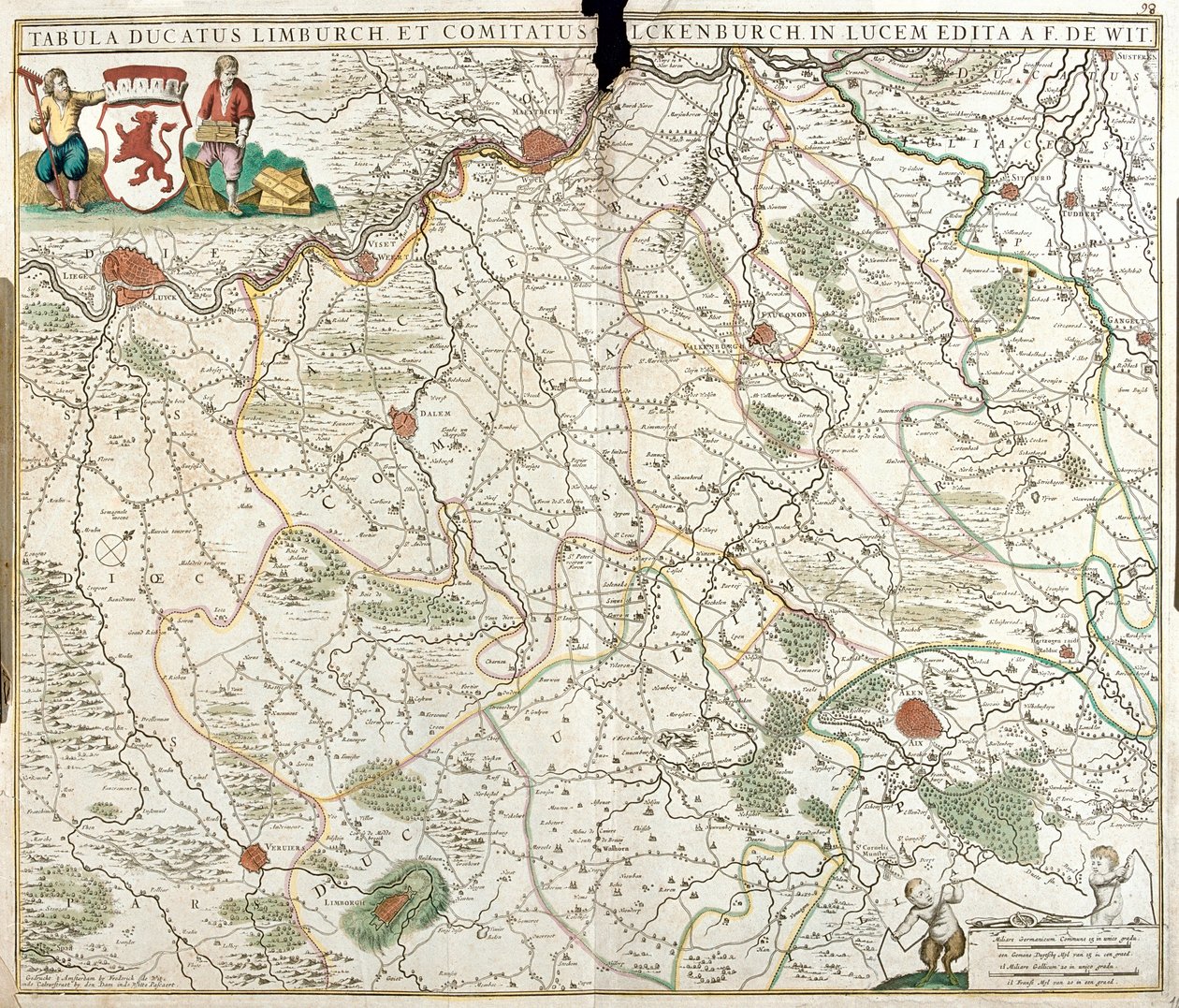 Limburg Dükalığı Haritası (Belçika) (gravür by Frederick de Wit