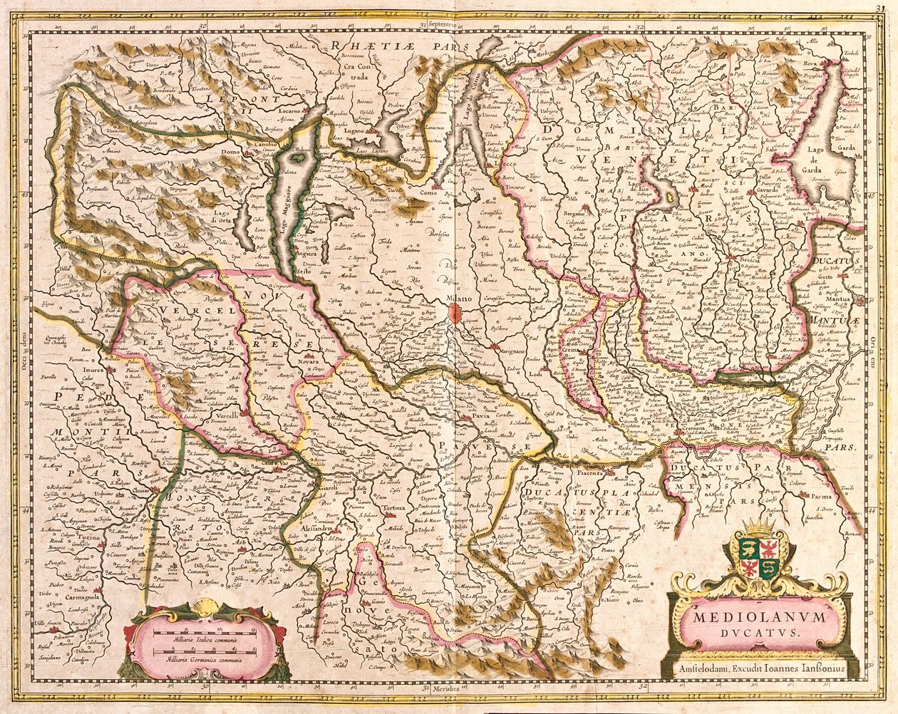 Milano Dükalığı Haritası (İtalya) (gravür by Frederick de Wit