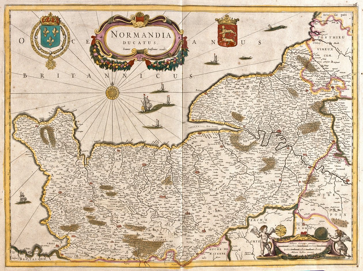 Normandiya Dükalığı Haritası (Fransa) (gravür by Frederick de Wit