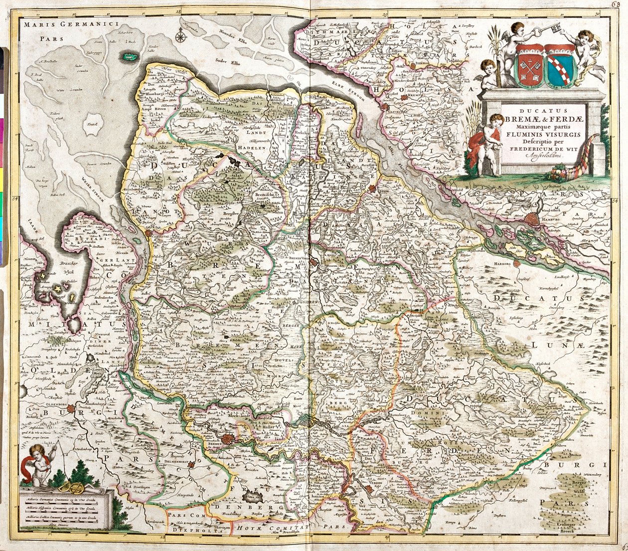 Breme ve Verden Dükü Haritası (Almanya) (gravür by Frederick de Wit