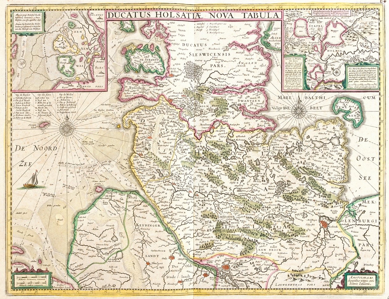 Holstein Dükü Haritası (Almanya) (gravür by Frederick de Wit