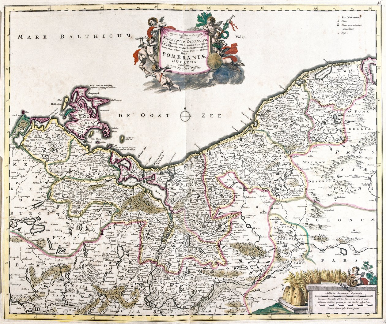 Pomeranya Dükü Haritası (Polonya) (gravür by Frederick de Wit