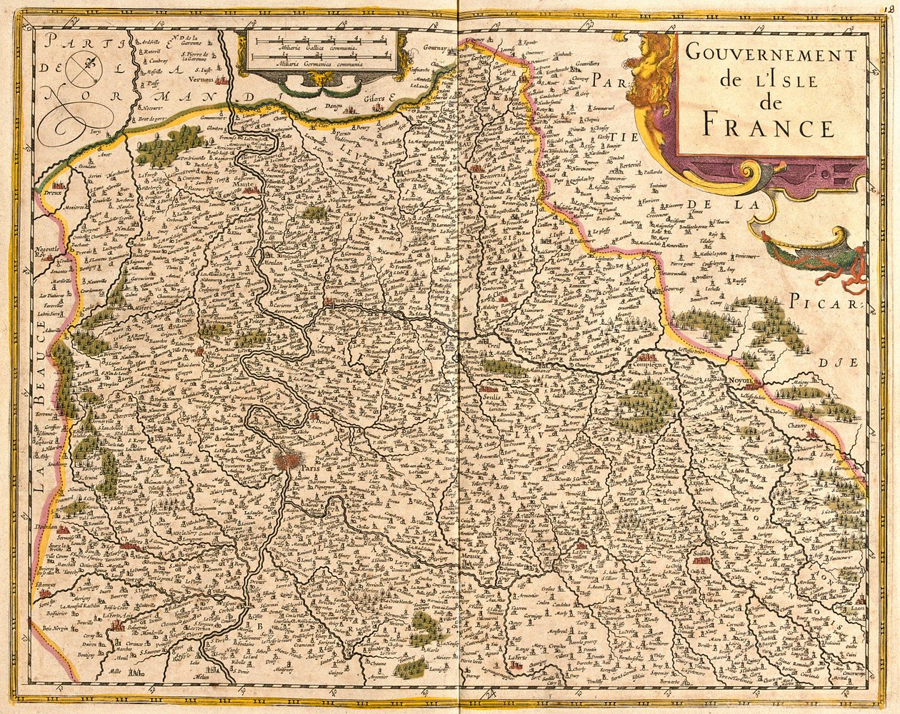 Ile de France Haritası (Fransa) (gravür by Frederick de Wit
