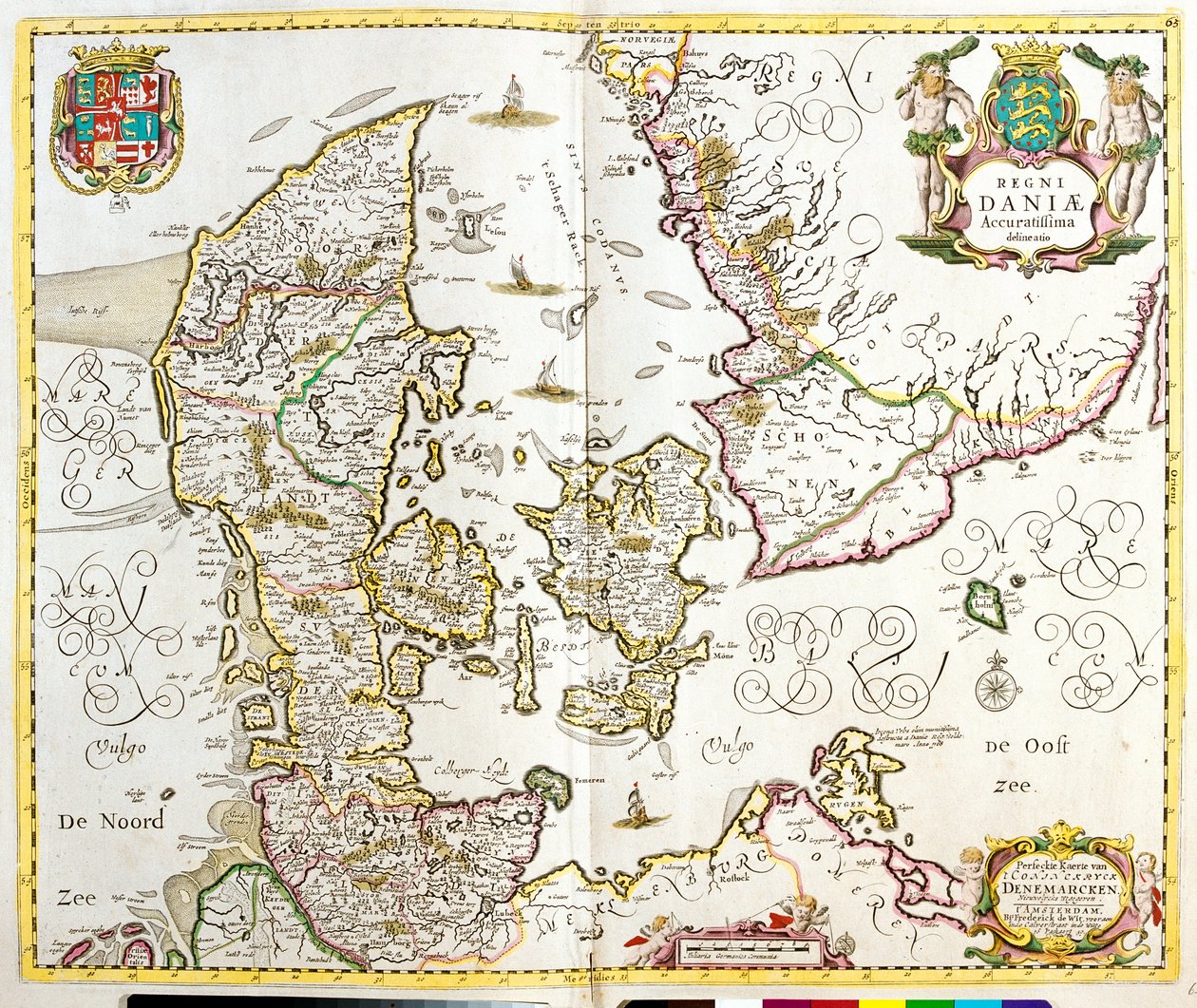 Danimarka Krallığı Haritası (gravür by Frederick de Wit