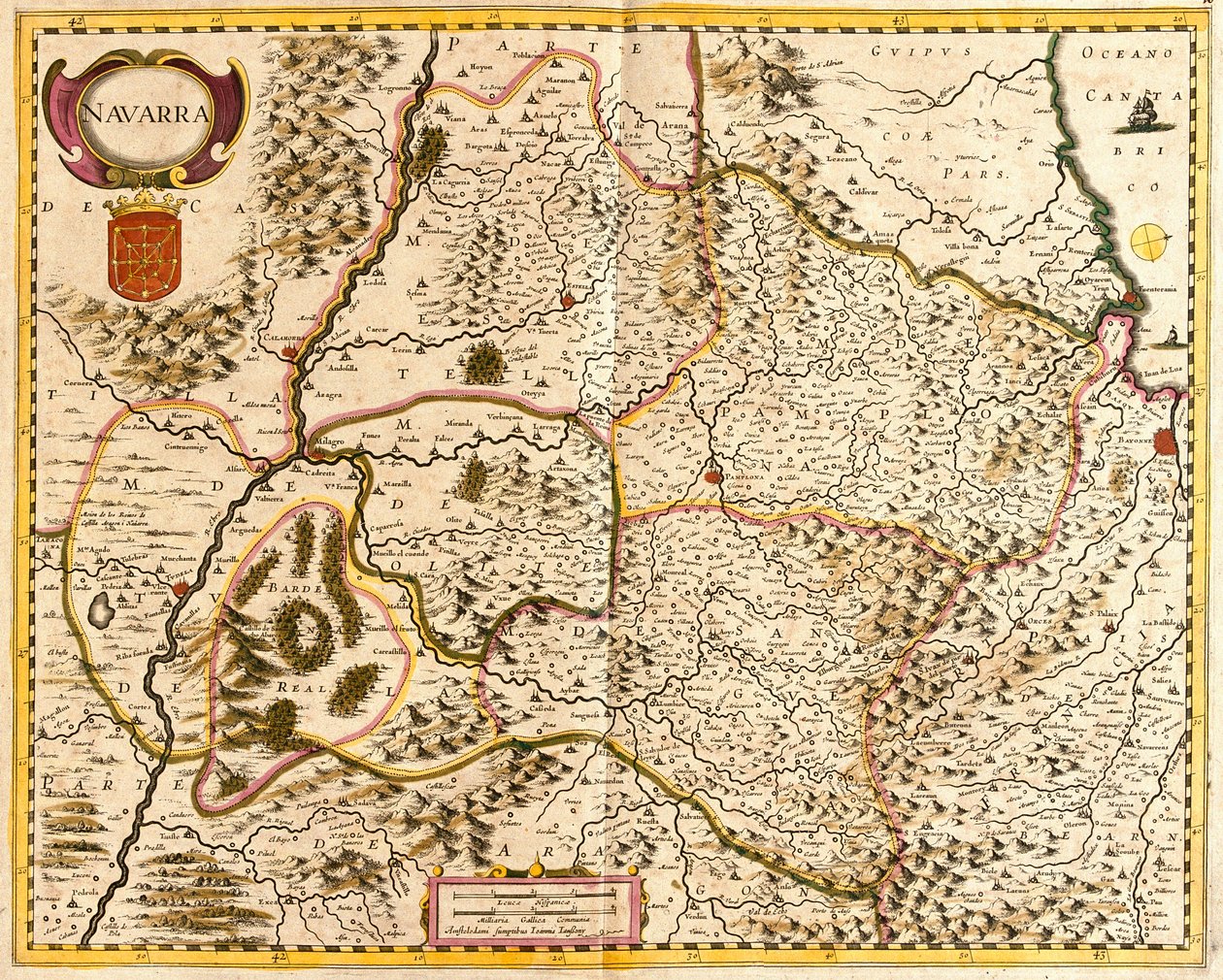Navarre Krallığı Haritası (Fransa) (gravür by Frederick de Wit
