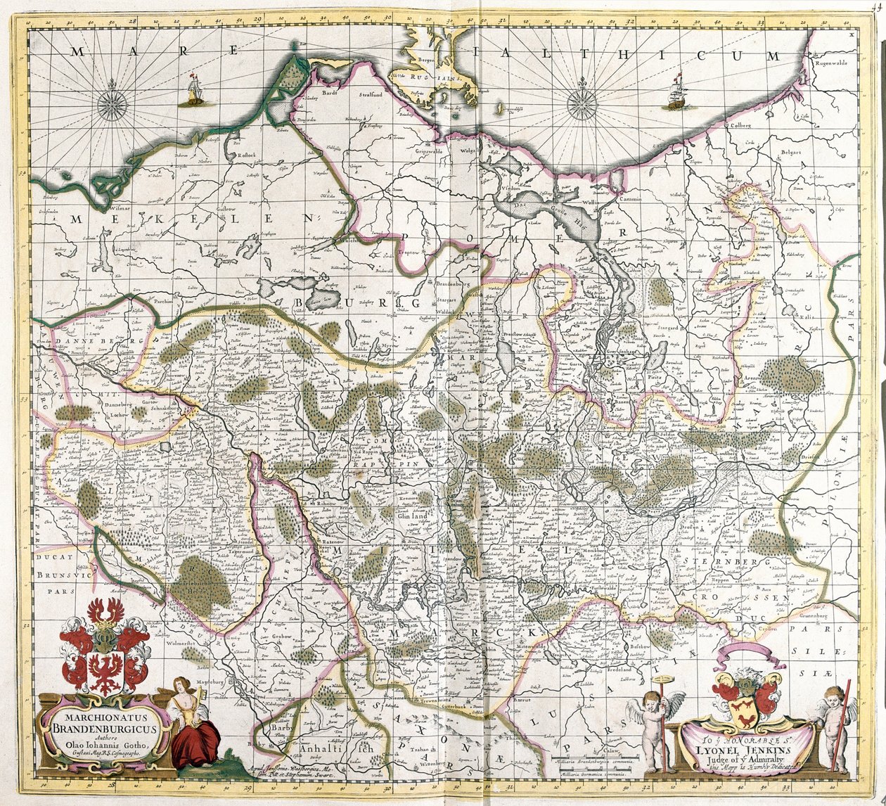 Brandenburg Margraviate Haritası (Almanya) (gravür by Frederick de Wit