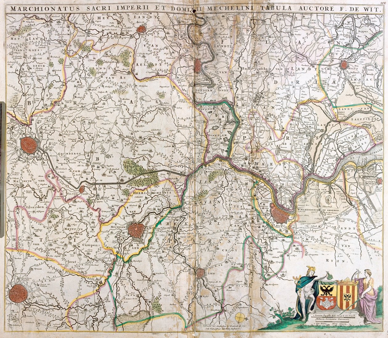 Kutsal Germen İmparatorluğu Markizleri ve Mechelen Lordluğu (Hollanda) Haritası (gravür by Frederick de Wit