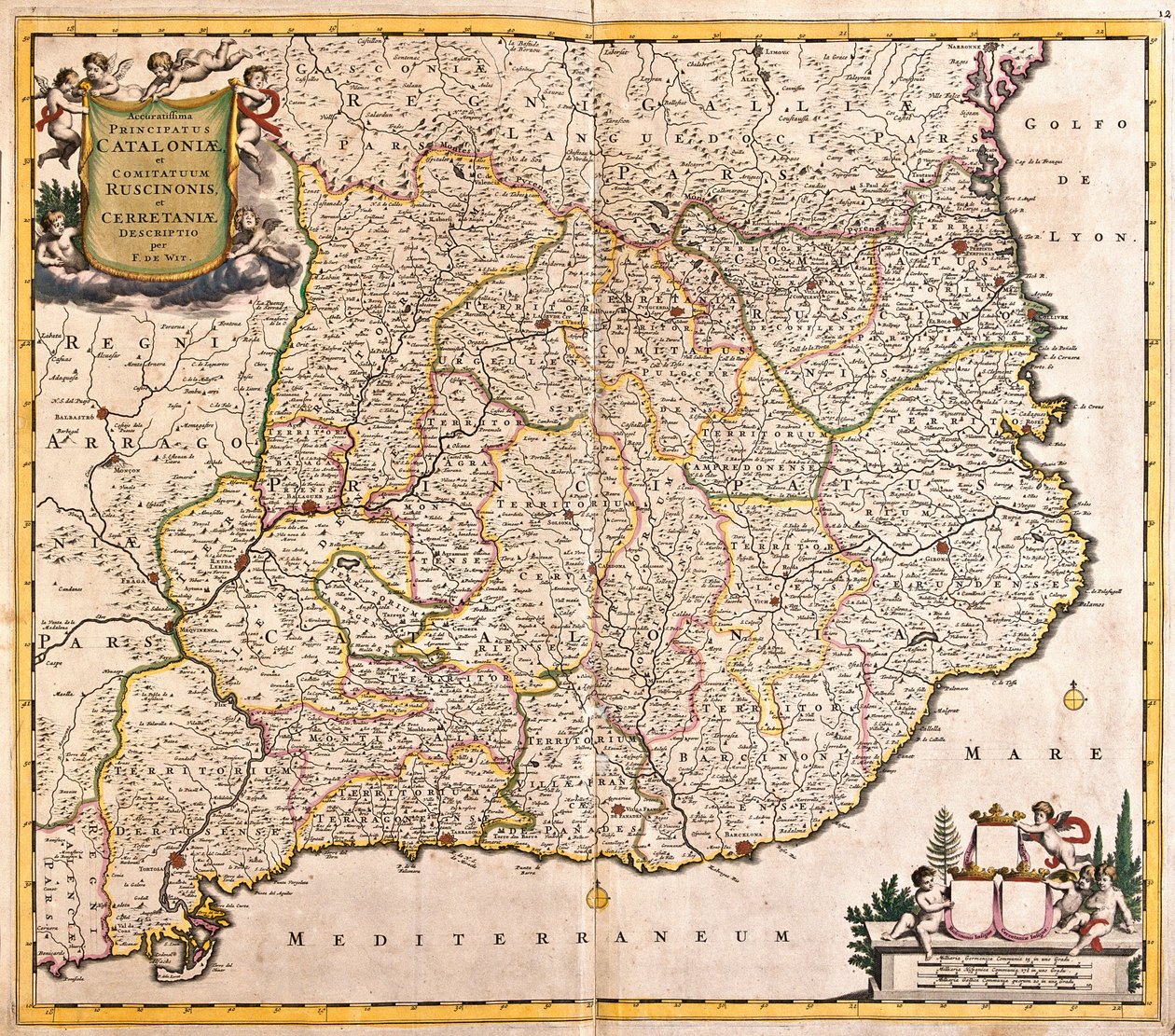 Katalonya Prensi Haritası (İspanya) (gravür by Frederick de Wit