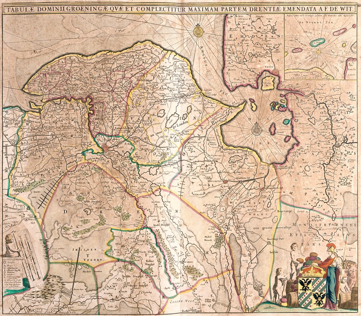 Groningen Eyaleti Haritası (Hollanda) (gravür by Frederick de Wit