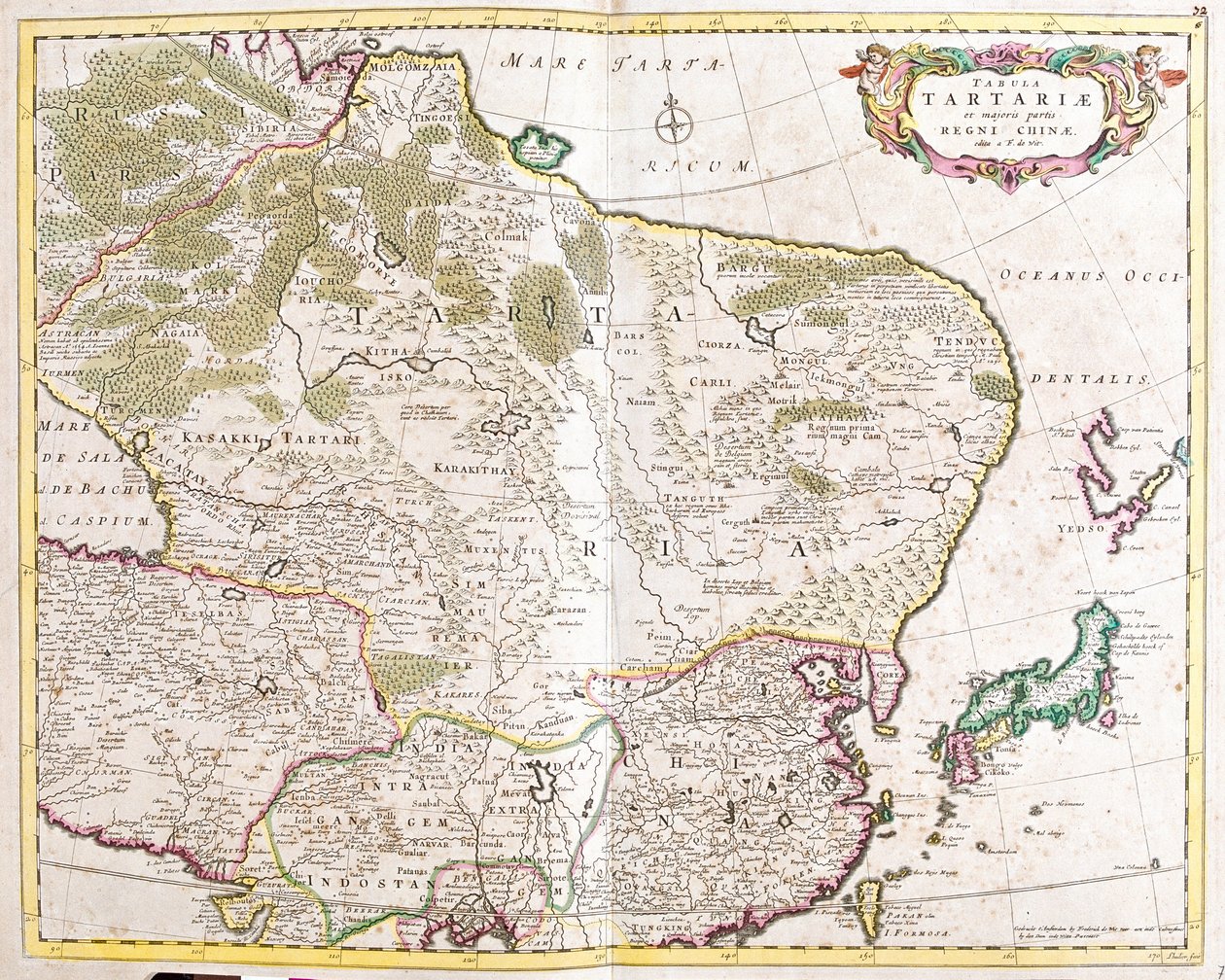 Tartare (Rusya ve Çin) bölgesinin haritası (gravür by Frederick de Wit