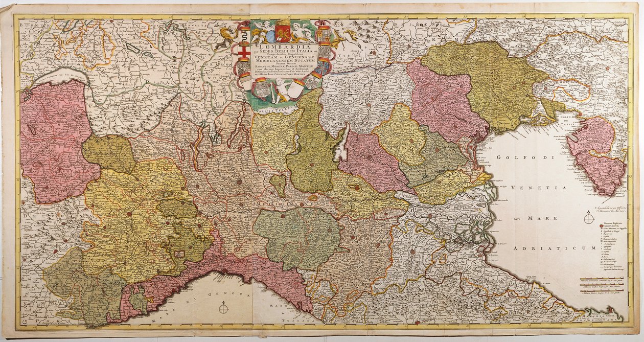 Kuzey İtalya. Frederik de Wit, Amsterdam, Bakır oyma tarafından harita. 1705 by Frederick de Wit