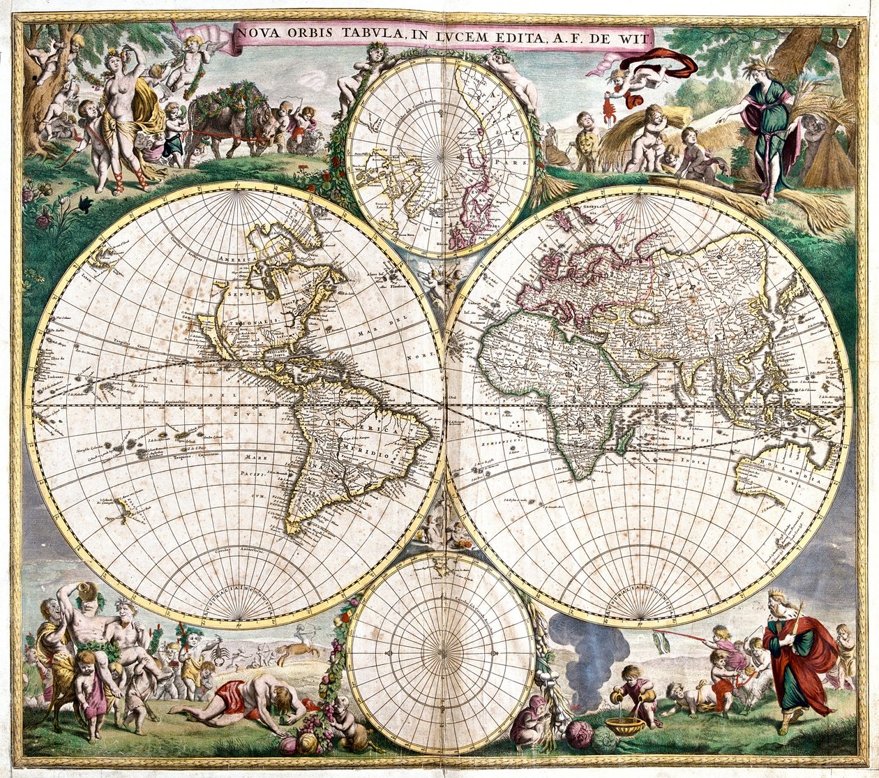 Planisphere World (gravür by Frederick de Wit