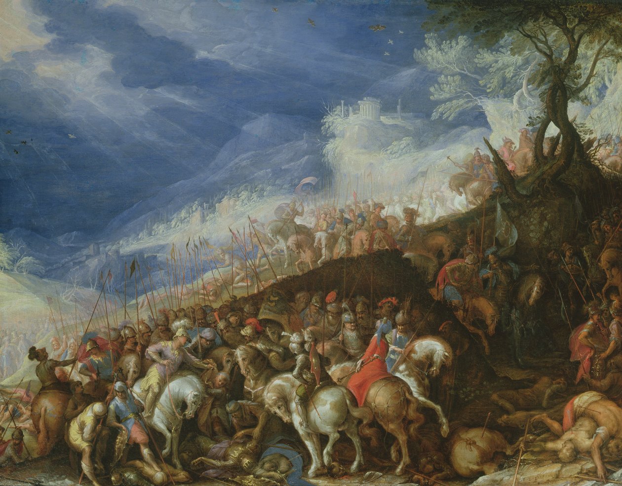Büyük İskender ve kaptanları, İmparator Darius'u kurtardı by Frederick van Valkenborch