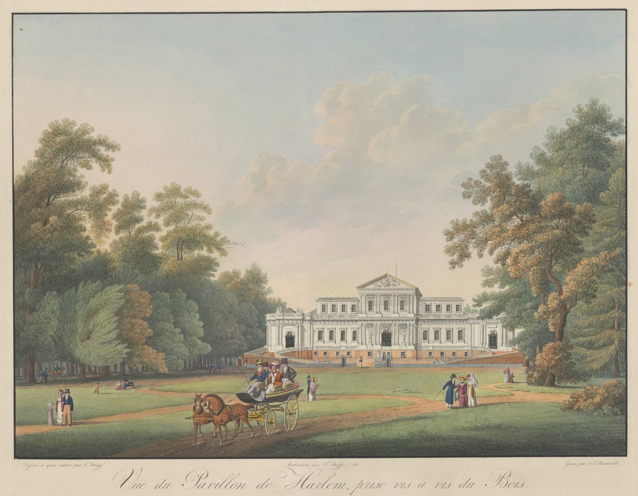 Vue du Pavillon de Harlem, prise vis a vis de Bois by Frederik Christiaan Bierweiler