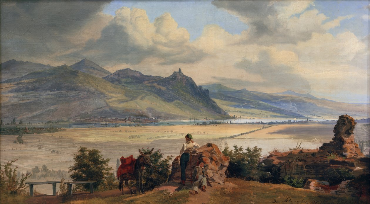 Königswinter ve harabeler ile Siebengebirge manzarası by Frederik Hansen Sodring