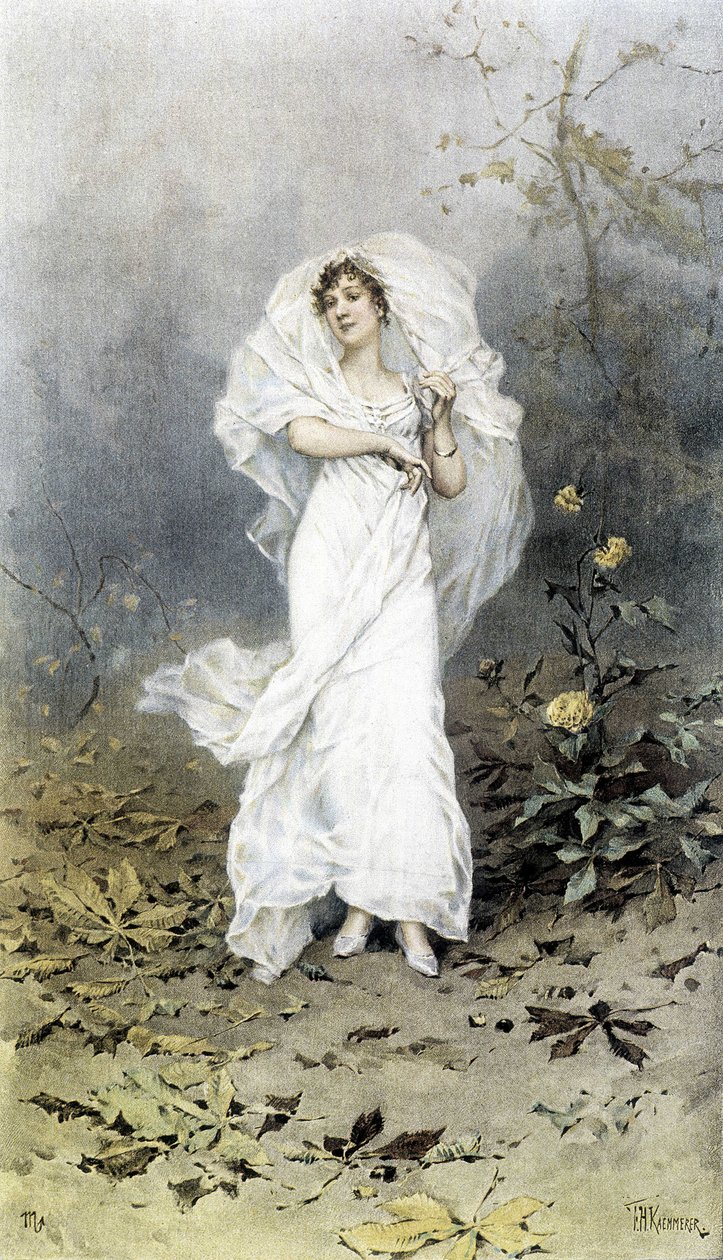 Ormandaki Kadın - Sonbaharın Alegorisi, Hubert Dys tarafından gösterilen Takvim, F.H. Kaemmerer tarafından boyanmış by Frederik Hendrik Kaemmerer