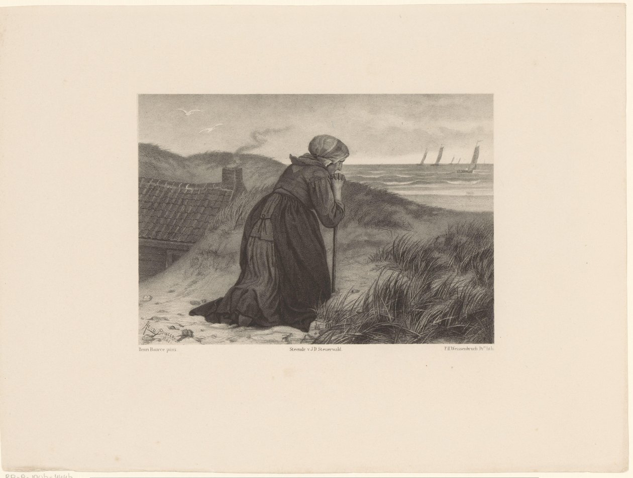 Bastona yaslanmış yaşlı kadın by Frederik Hendrik Weissenbruch