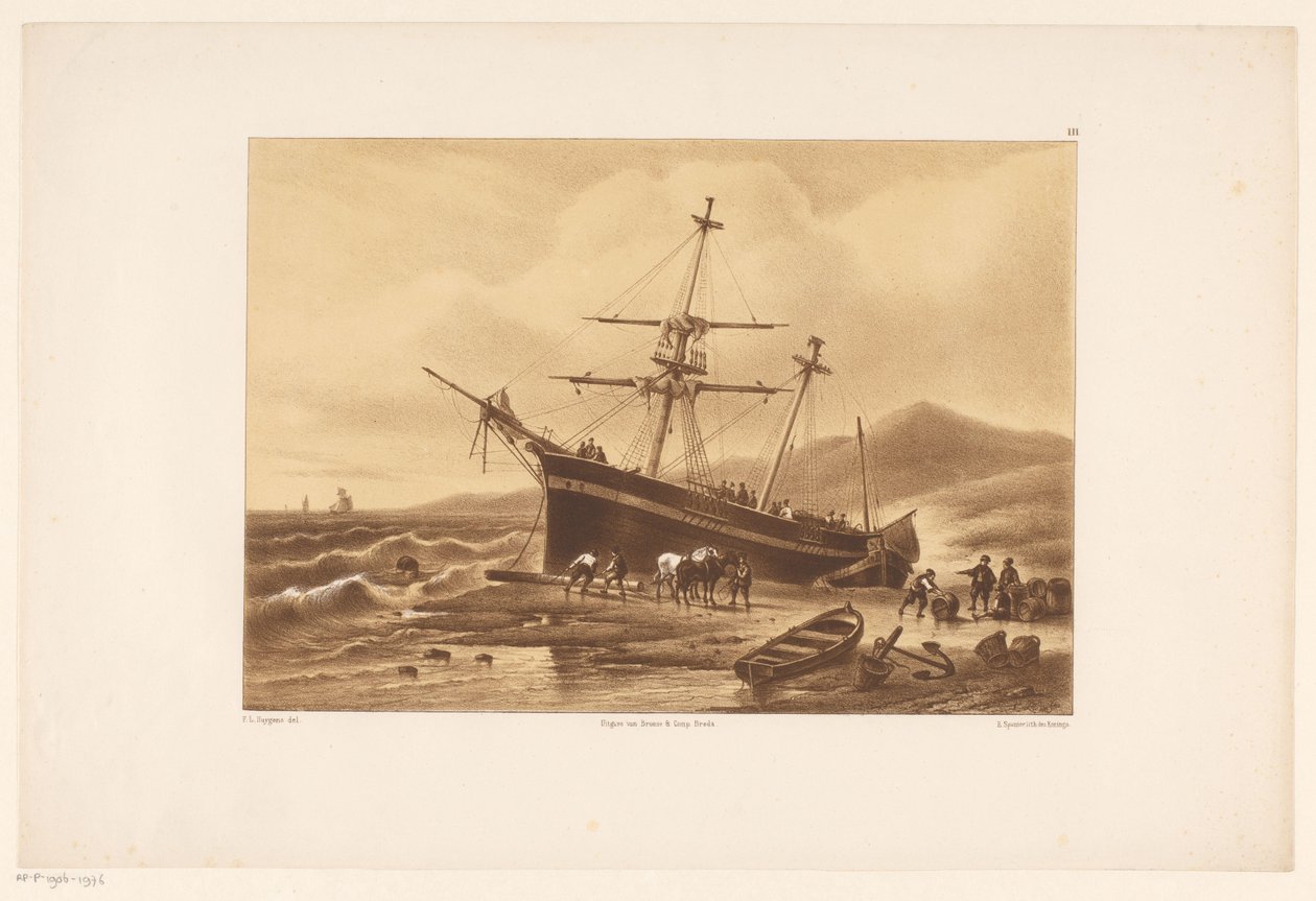 karaya oturmuş gemi by Frederik Lodewijk Huygens