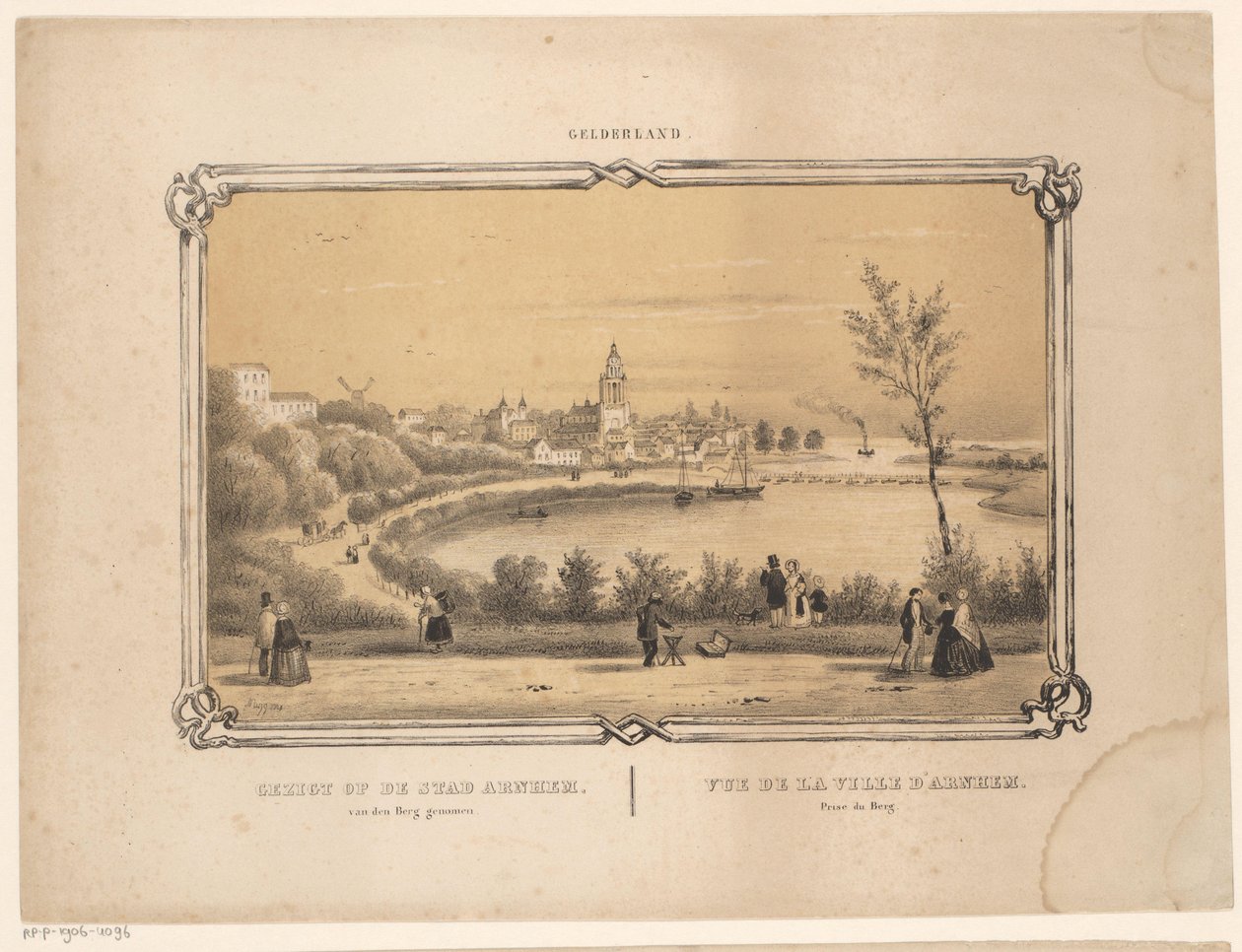 Arnhem'in görünümü Denberg'den alınan Arnhem şehrinin görünümü (nesne üzerindeki başlık) Gelderland (nesne üzerindeki seri başlığı) by Frederik Lodewijk Huygens
