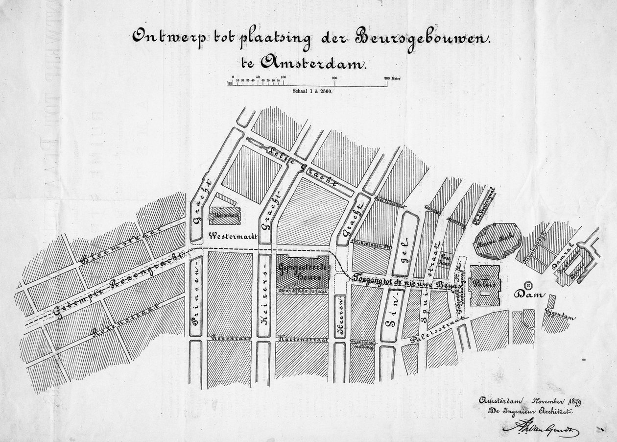 Bir ticaret borsası için tasarım, Amsterdam, durum. Kasım 1879 by Frederik Willem van Gendt