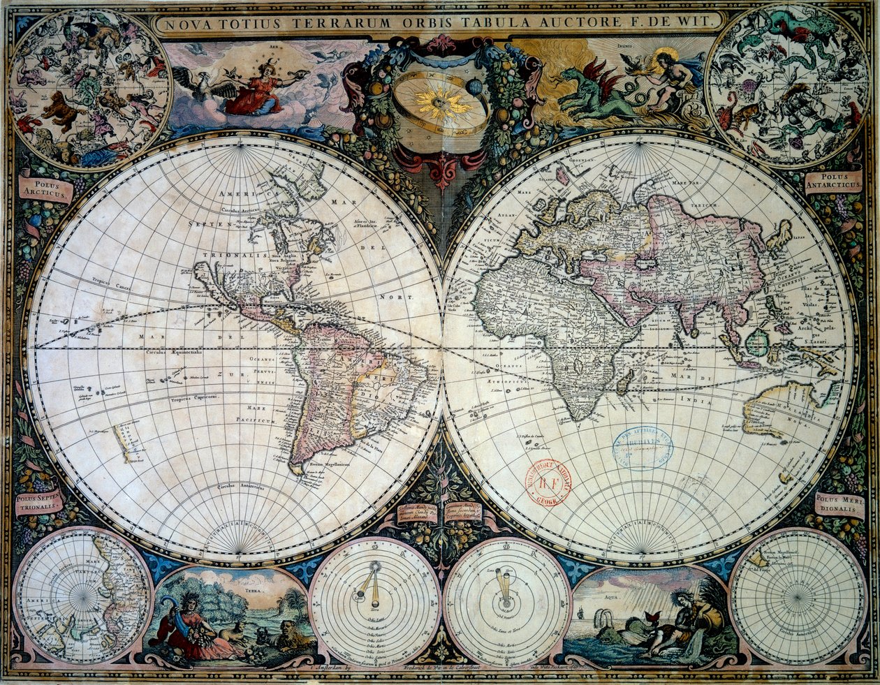 Planisphere, Frederic de Witt (17. yüzyıl) (ec.holl.) 1660 Paris, B.N. by Frederik de (after) Wit