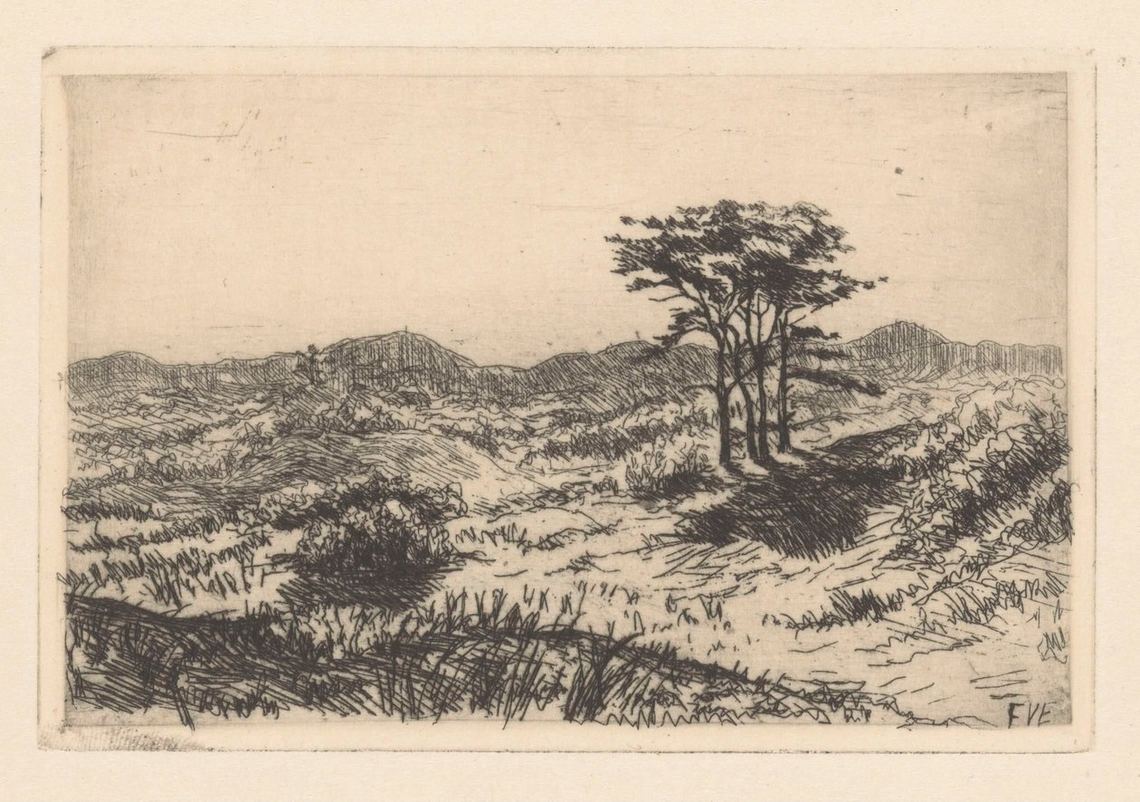 Üç çam ile tepelik manzara by Frederik van Eeden