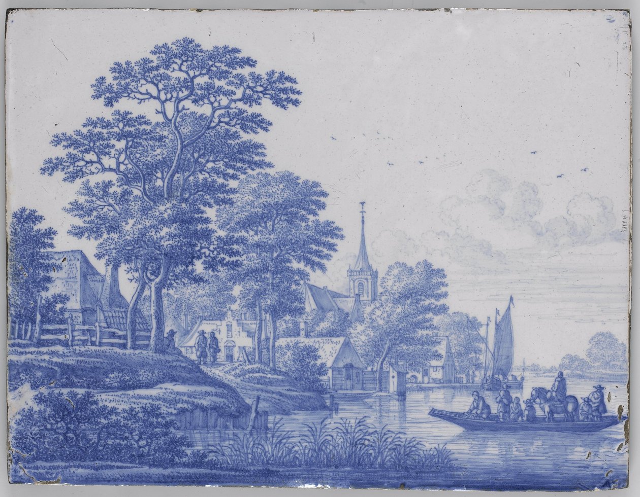 Nehir manzarası ile dikdörtgen plak by Frederik van Frytom (attributed to)