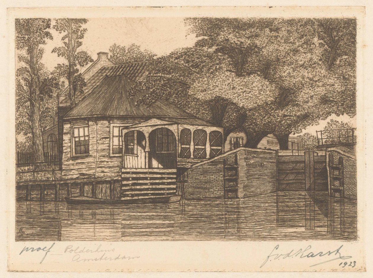 Polder House (nesne üzerindeki orijinal başlık) by Frederik van der Harst (signed by artist)