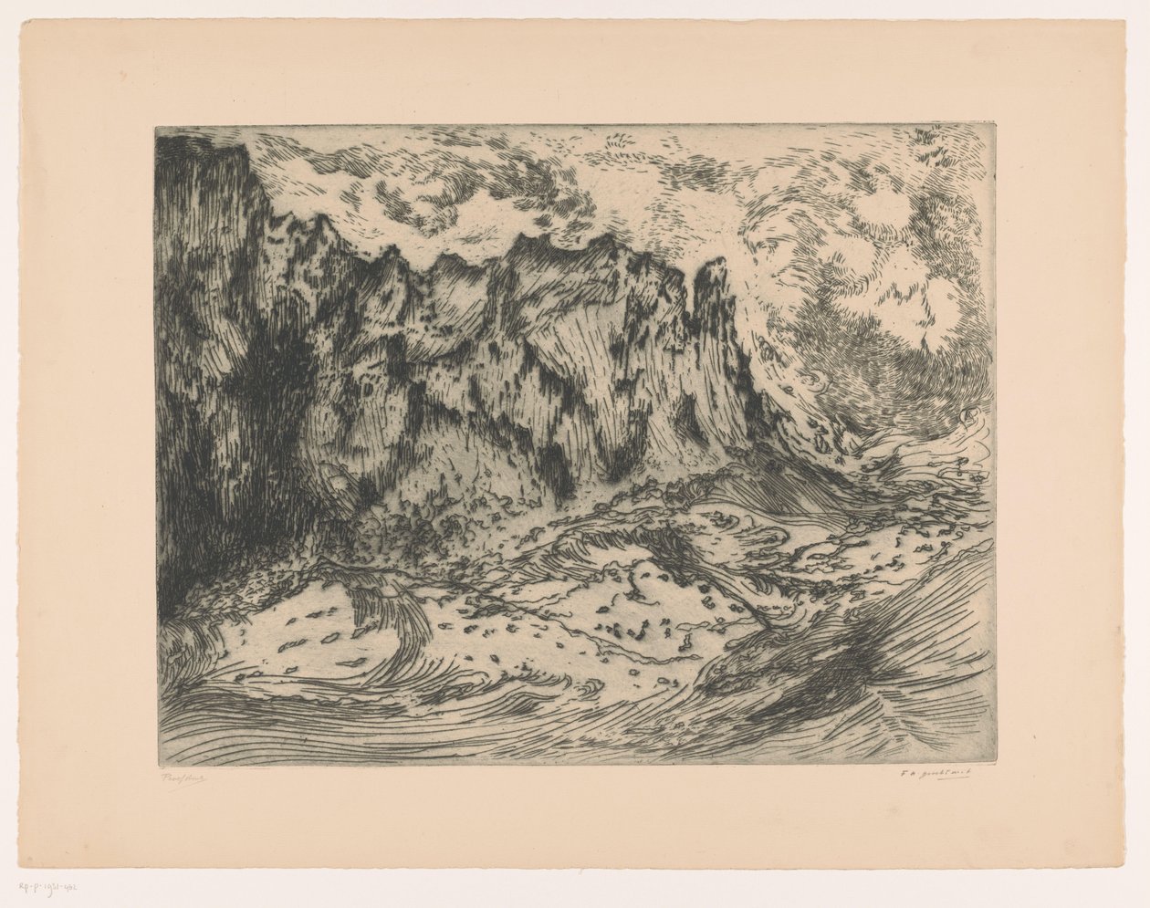 Kayalarda dalgalar by Frederika Henriëtte Broeksmit (signed by artist)